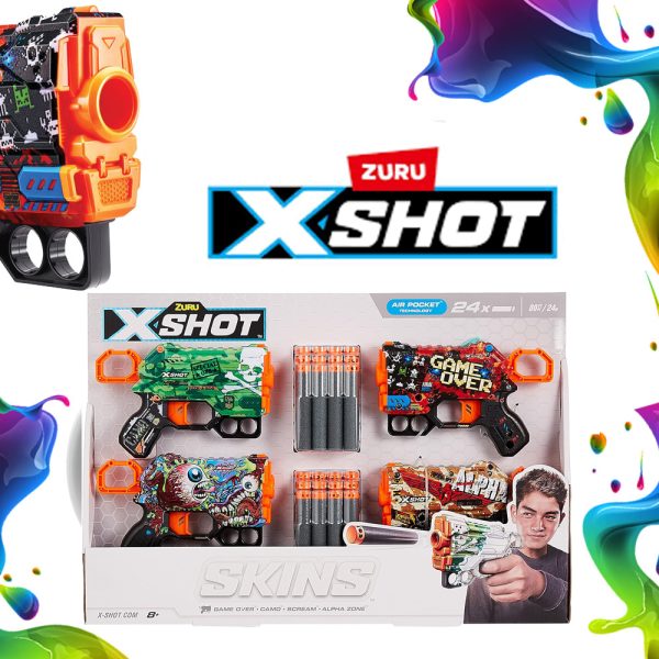 Zuru X-Shot Skins: Menace Blaster 4 Pack