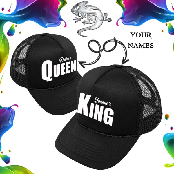 King & Queen Personalised Trucker Cap Set