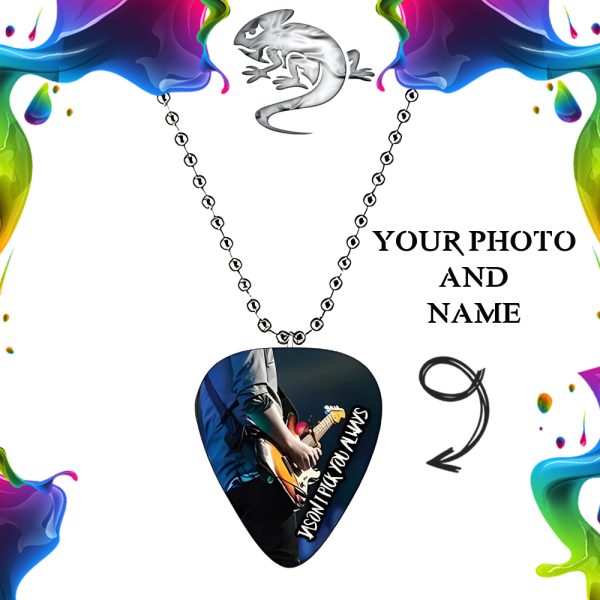 I Pick You Guitar Pick Chain With Photo and Name