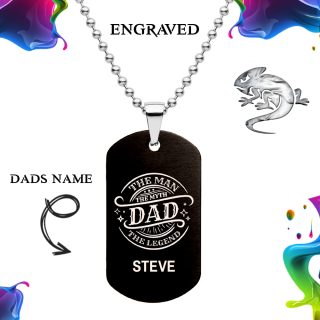 Dad The Man The Myth The Legend Engraved Personalized Military Tag