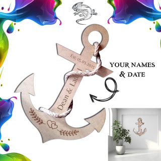 Wooden Anchor Personalised Wall Decor With Rope