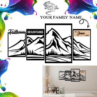 Faith Moves Mountains 5pc Wooden Wall Decor