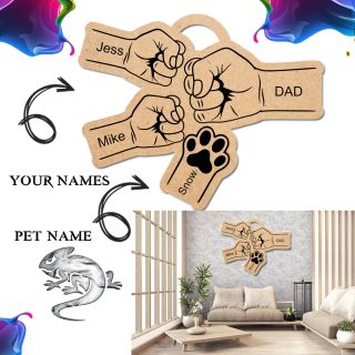 Fist Bump Personalised Wall Decor- Two With Paw