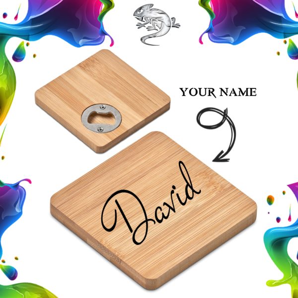 Wood Coaster Bottle Opener- Name