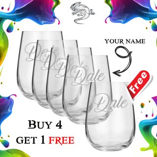 4 Stemless Wine Glass + 1 FREE