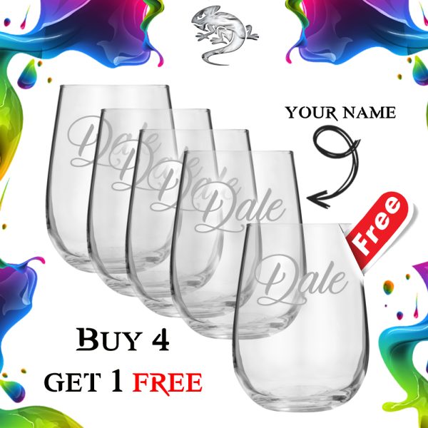 4 Stemless Wine Glass + 1 FREE
