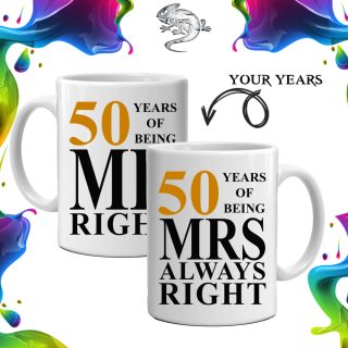 Mr Mrs Right Anniversary Mug Set