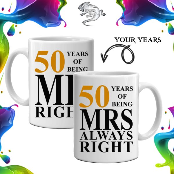 Mr Mrs Right Anniversary Mug Set