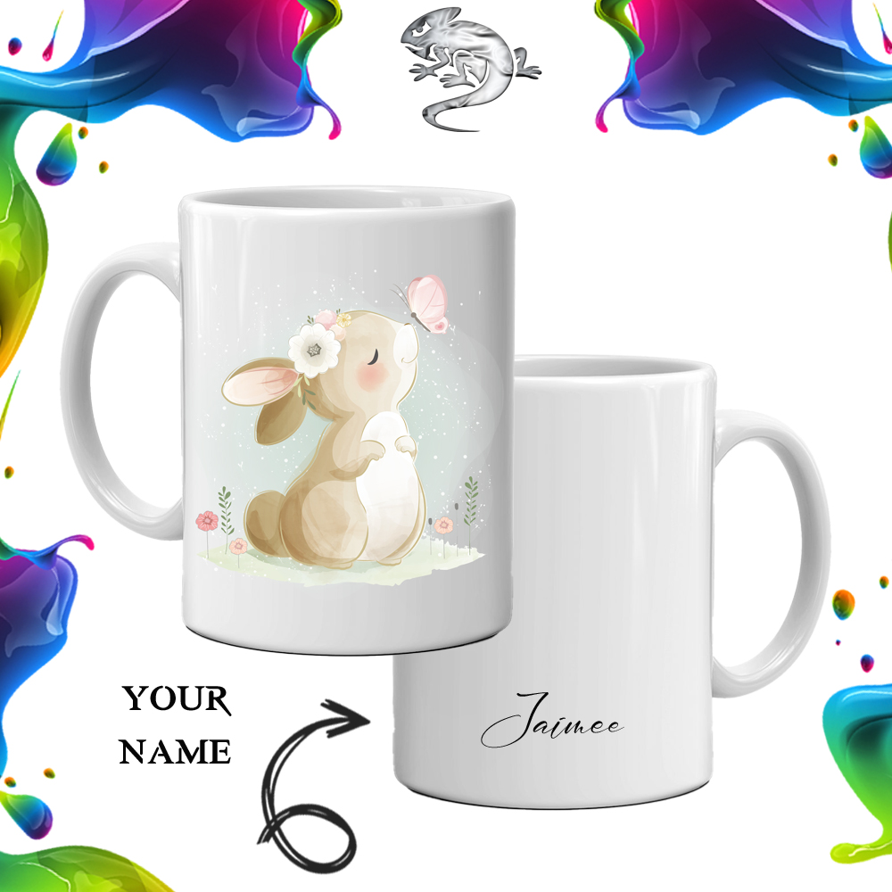 Butterfly Easter Bunny Personalised Mug