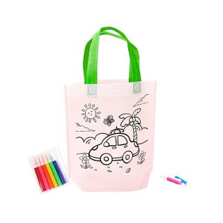 Kids Canvas Tote Bag With Markers