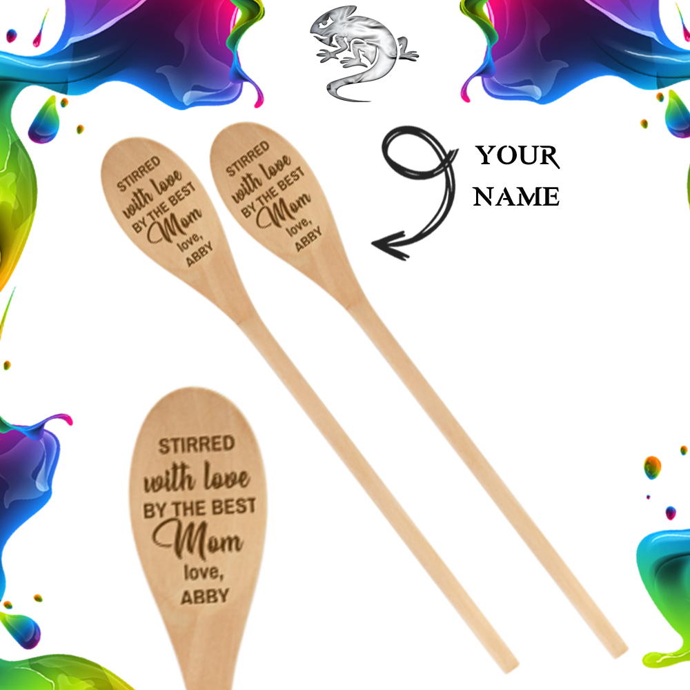 30cm Mom Engraved Wooden Spoon