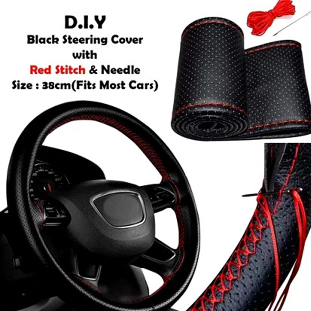 Red Stitching PU Steering Wheel Cover