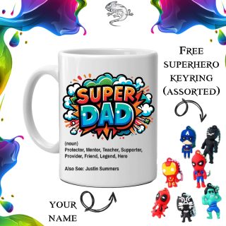 SuperDad Personalised Mug with Keyring